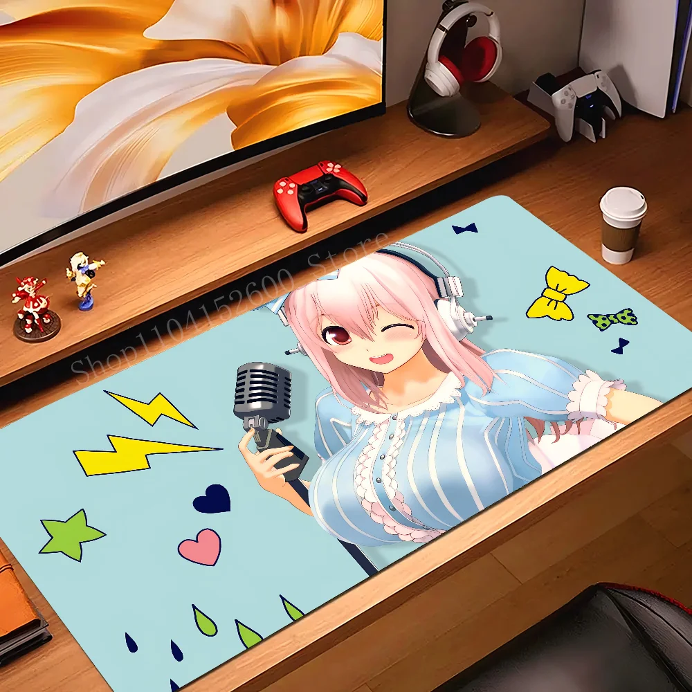 

anime girl S-Super Sonico Mousepad Mouse Mat Desk Mat With Pad Gaming Accessories Prime Gaming XXL Keyboard Pad