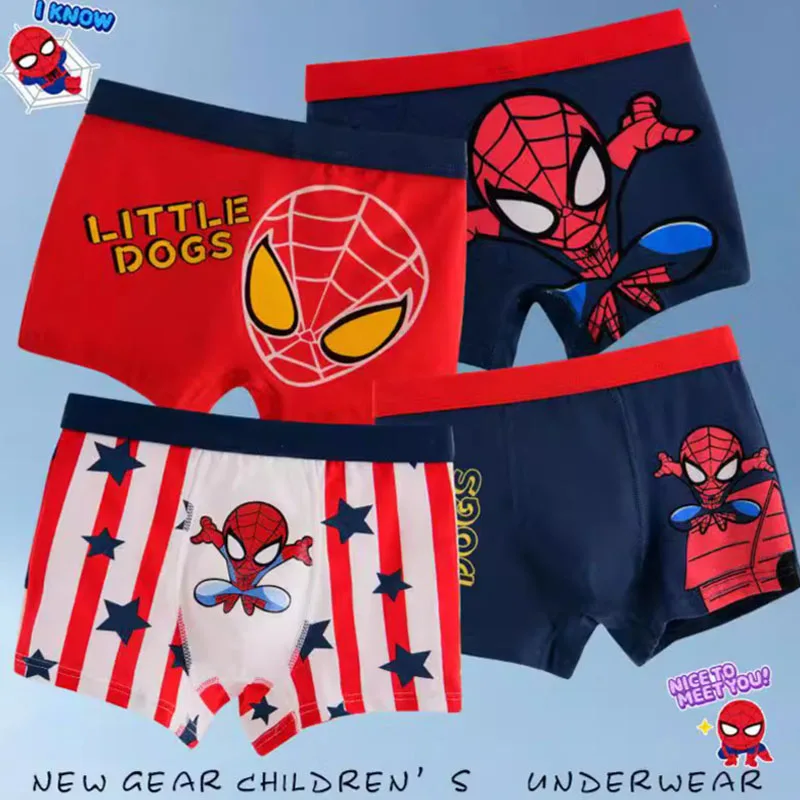 

4pcs/set Miniso Spider-Man Children Underpant Marvel Series Cool Breathable Brie Boy Underwear Cotton Boxer Short Christmas Gift