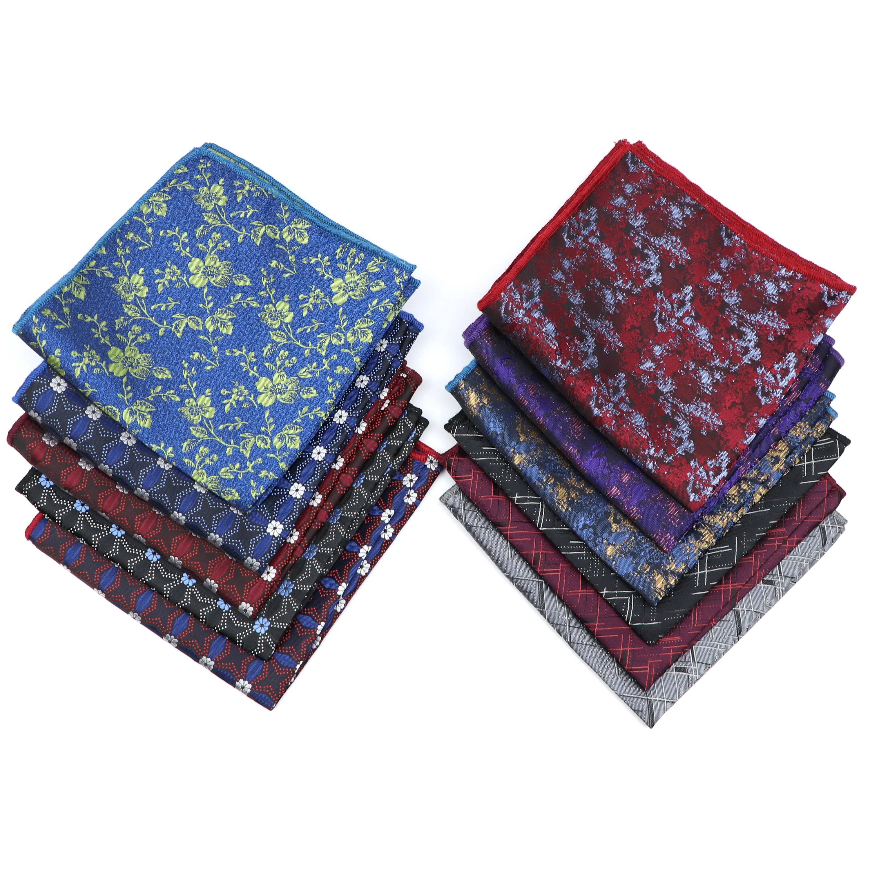 Mouchoir de poche à pois bleus et rouges pour hommes, carré de poche à la mode, mouchoir Paisley floral imbibé, accessoires de mariage d'affaires, nouveau, 22x22cm