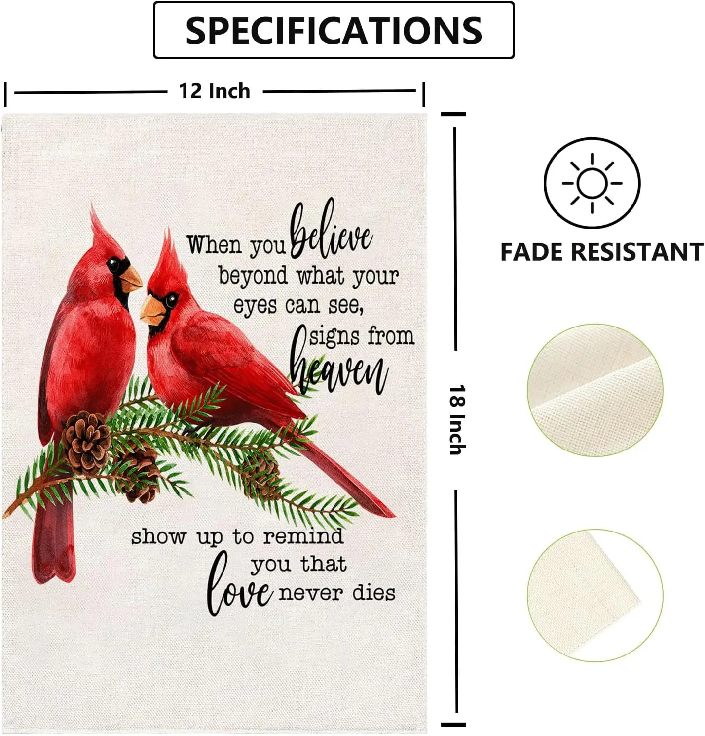 Cardinal Garden Flag 12x18 Inch Double Sided Outside Memorial Day Gravesite Saying Farmhouse Yard Outdoor Decoration UUL EEZ