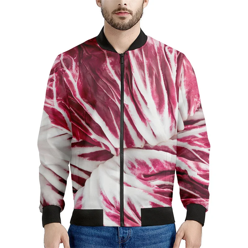 Jaket ritsleting cetak 3d daun kubis Pria Wanita Sweatshirt musim semi musim gugur kasual mantel longgar jaket Bomber ritsleting lengan panjang