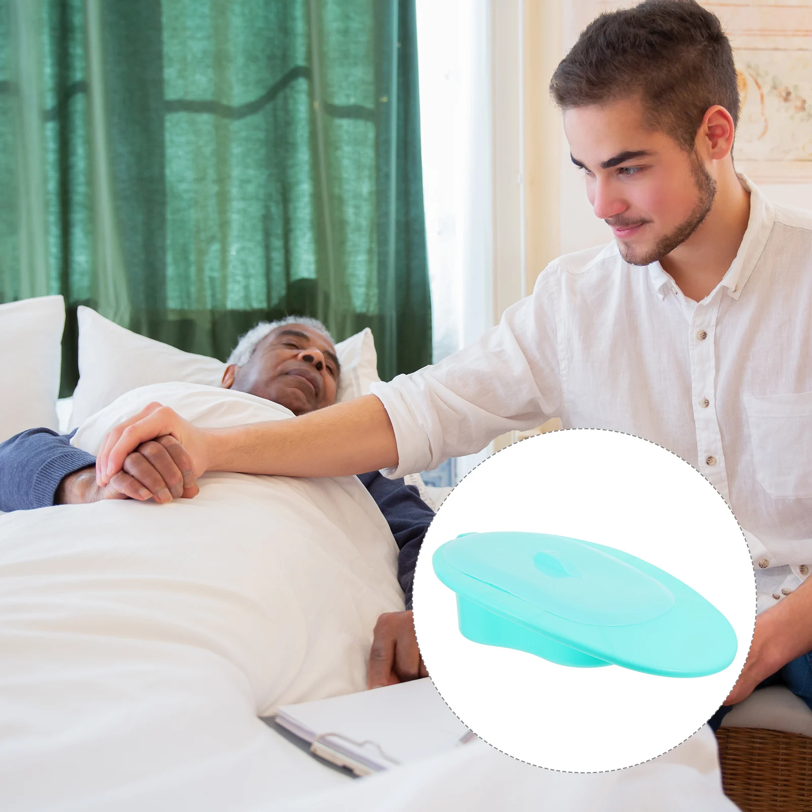 

Bed Pan With Lid Heavy Duty Portable Toilet For Elderly Bedridden Patients Smooth Slope Chamber Pot Easy Clean Odor Isolation