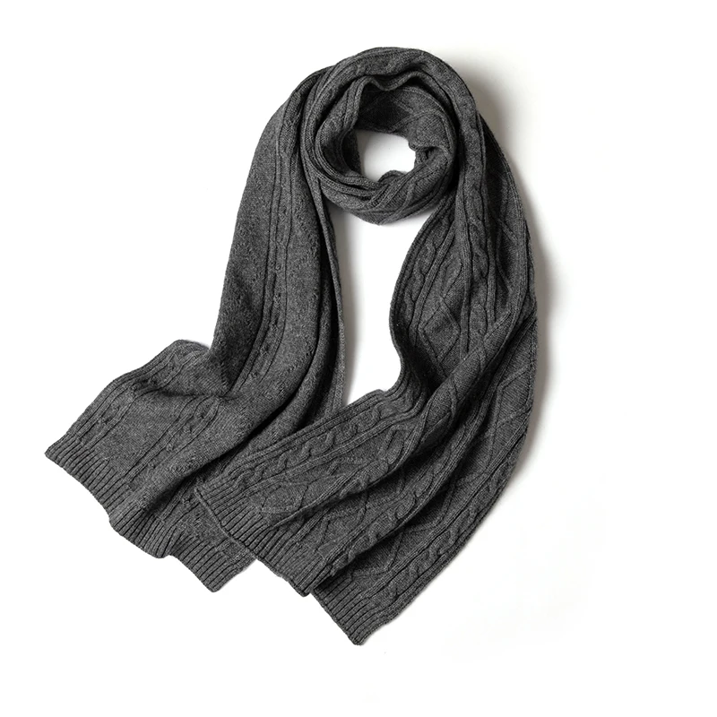 100% Australian pure cashmere women's scarf, warm, knitted, versatile, patterned, soft, 2024 autumn and winter new style