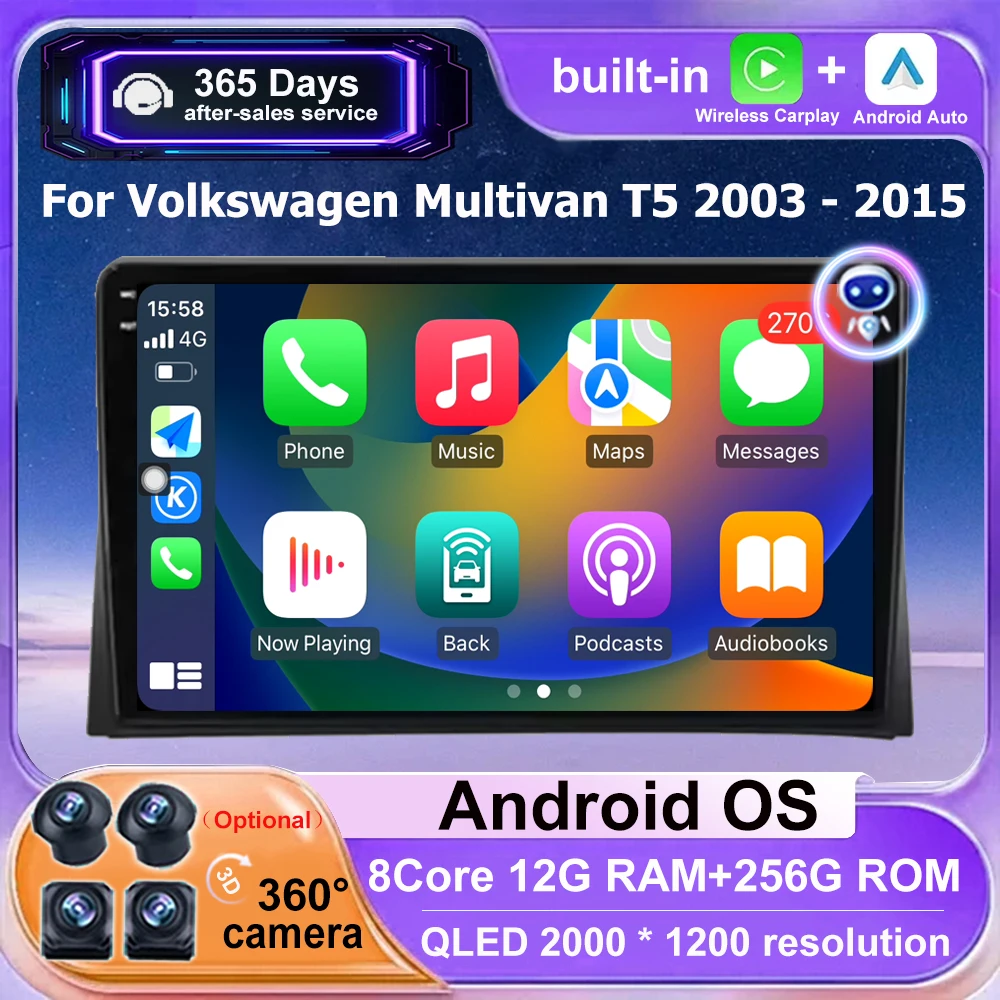 

9'' Android Auto Carplay For Volkswagen Multivan T5 2003 - 2015 Multimedia Video Player Car Radio Navigation GPS 4G WIFI BT DSP