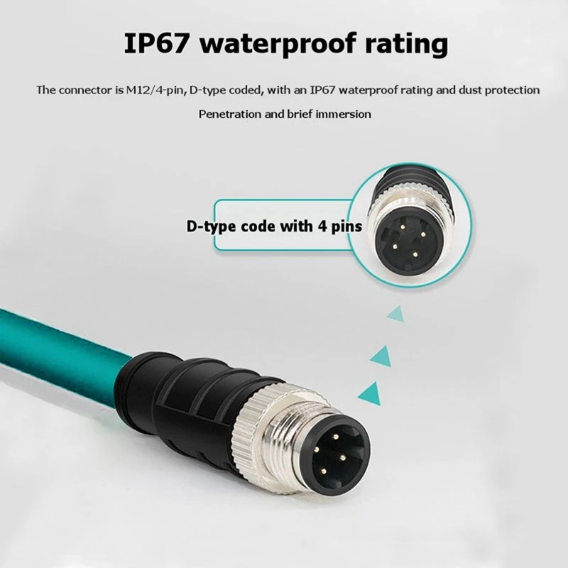 DT21 to RJ45 Connector 2 Meter 4Pin D-Code High Flexible Male to Female Ethernet Connection Cable Sensor Wiring