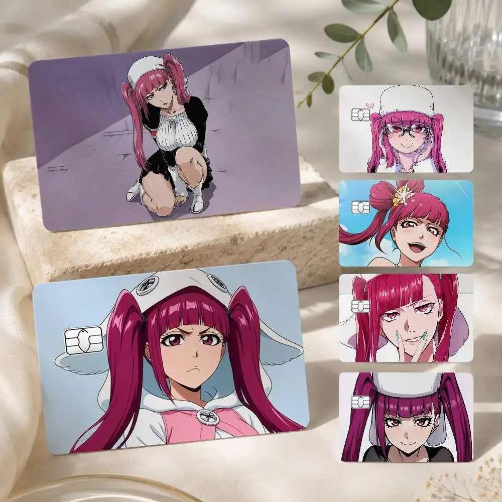 D-Dokugamine R-Riruka Anime B-BLEACH 1Set 4Pcs Card Skin Stickers, Waterproof Decorative Film for Credit Debit Bank Bus IC Cards