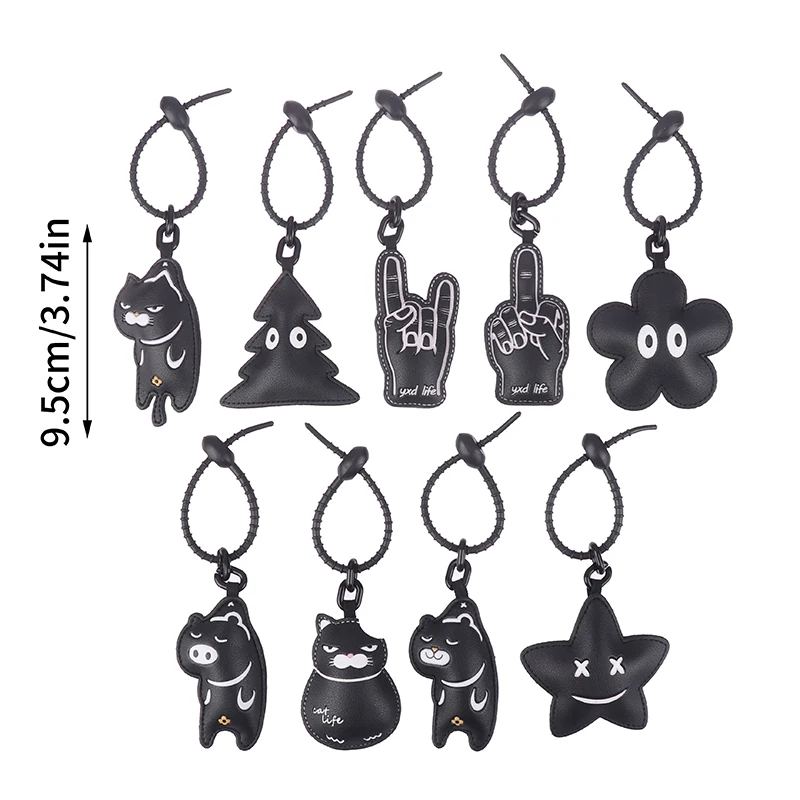 Porte-clés en cuir PU pour femme, porte-clés de dessin animé Kawaii, chien, chat, over, pendentif, décoration pour sac, accessoires de porte-clés de voiture, cadeaux