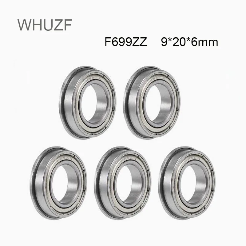 WHUZF Free Shipping 5/10/20PCS F699ZZ Flange Bearing 9x20x6 mm ABEC-3 Flanged F699 Z ZZ Ball Bearings F619/9ZZ