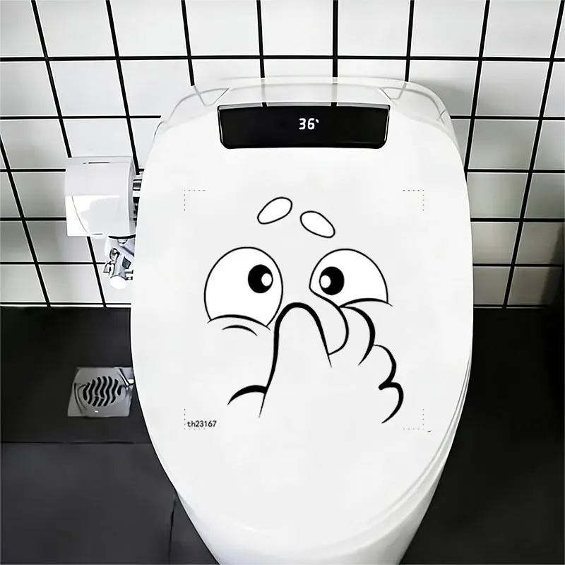 1Pc Fun Emoticon Toilet Wall Sticker, with a Design of Hand Covering Nose, Suitable for Toilet Seats, Bathroom Glass, Washbasins, Refrigerators, Furniture, Desks, Cabinets, Doors and Windows, and Wall Decals. Fun and Attractive Stickers That Are Practical and Easy to Use, Creating a Warm and Fun Space. a Creative and Thoughtful Gift for Family, Friends, and Loved Ones