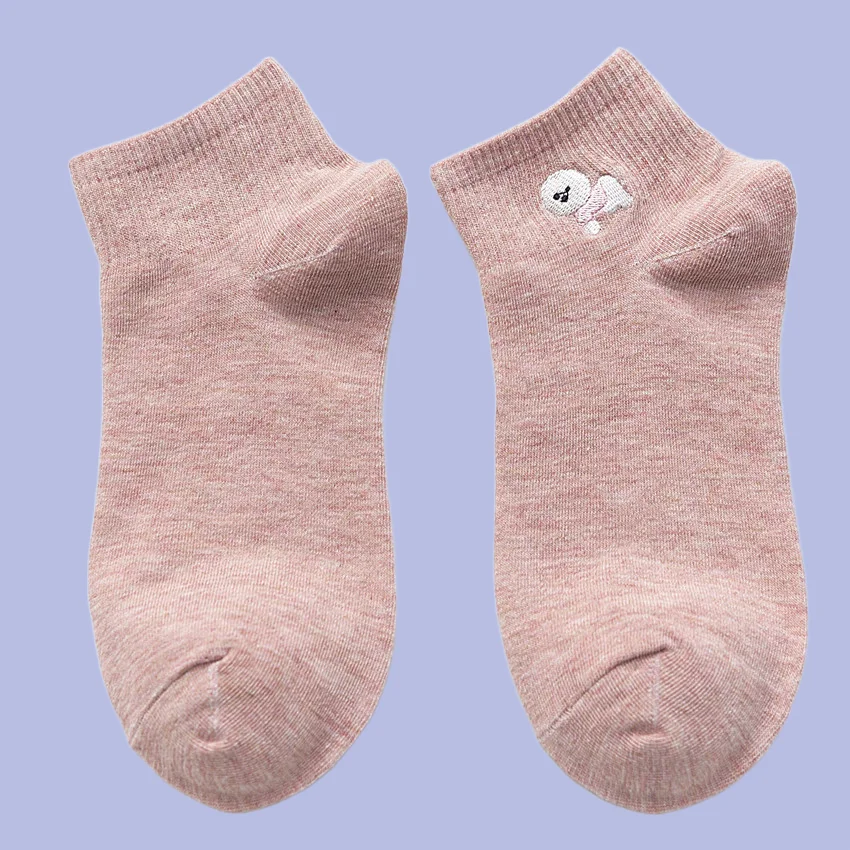 5/10 Paar Damen lässige Socken dünne Baumwolle koreanischen Stil ins trend ige süße Stickerei Cartoon mittlere Socken College-Stil