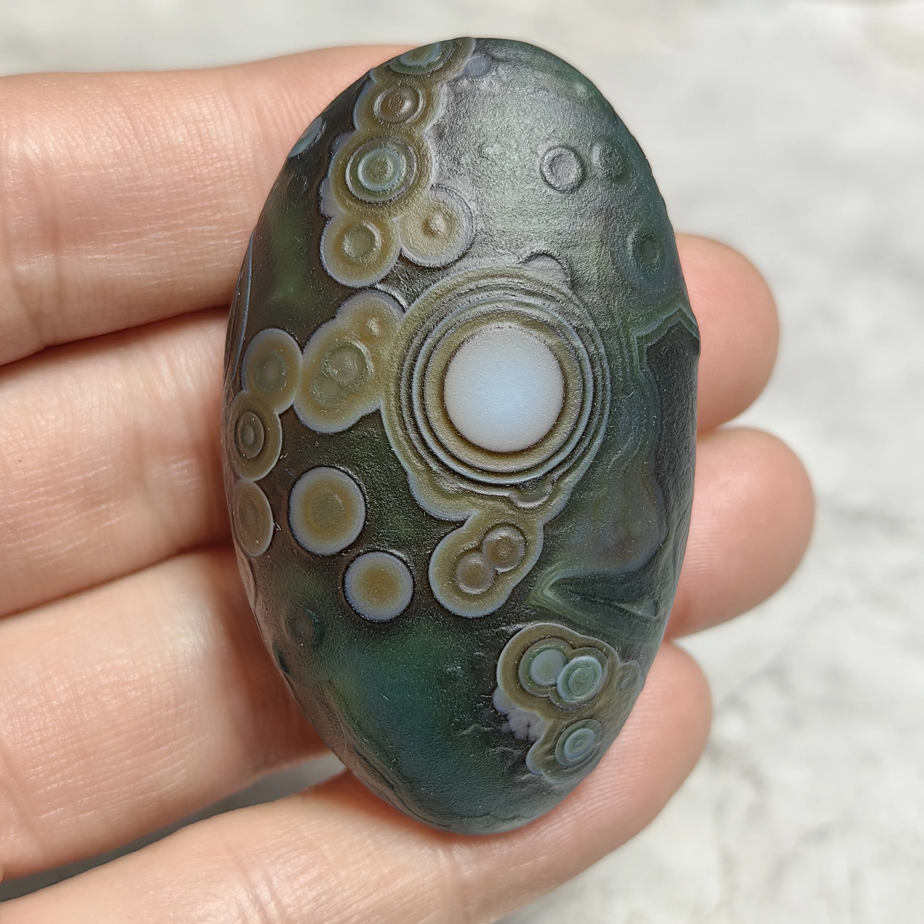 Exotic Flower Eye Agate Tumbled Stones, Natural Eye Pattern Crystal, Healing & Balancing Energy Stones for Collection & Decorati