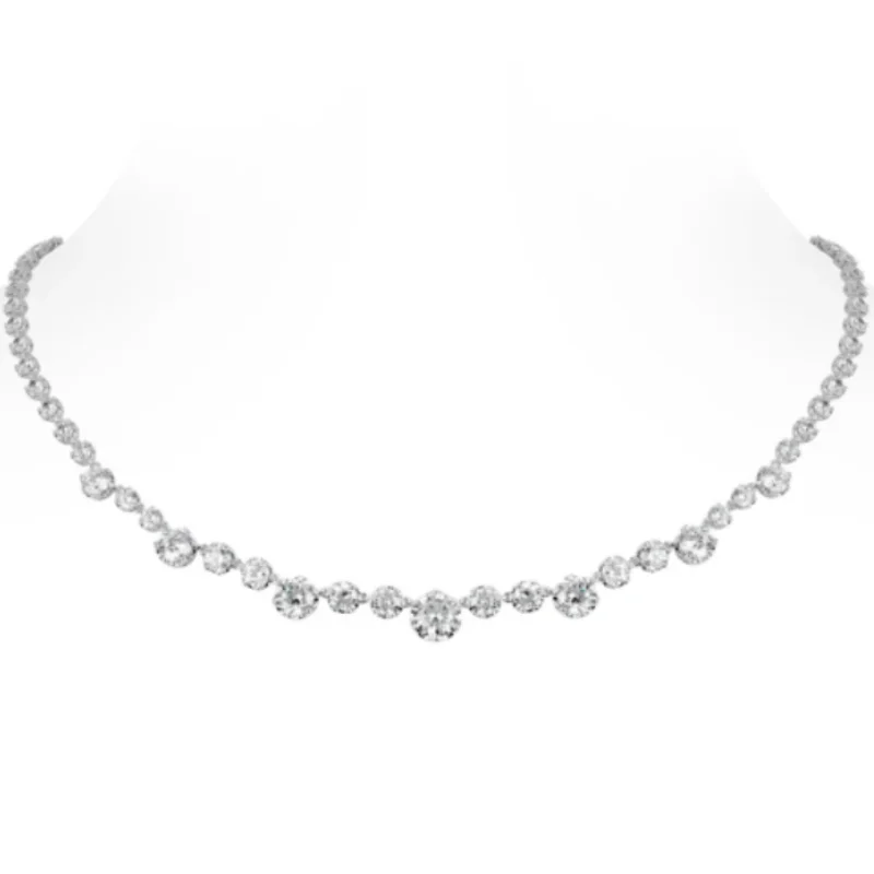 BELLUX 925 Silver Synthetic Zircon Crown Wrapped in White Diamond Starry Sky Light Luxury Necklace Wedding Jewelry