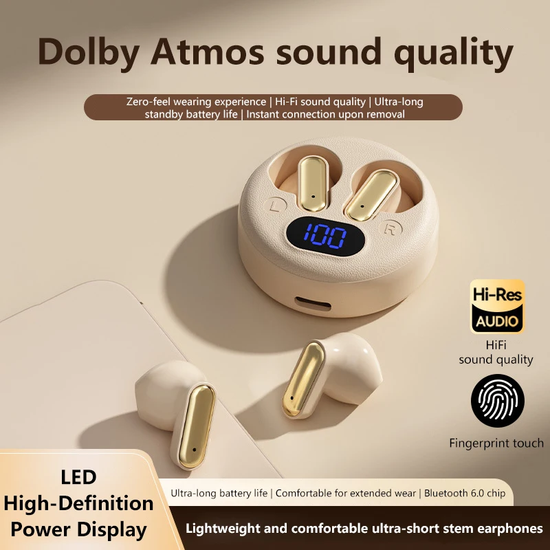 X19 Bluetooth Headphones HiFi Stereo Sound LED Display Short Handle ENC Noise Reduction IPX5 Waterproof with Silicone Case Strap