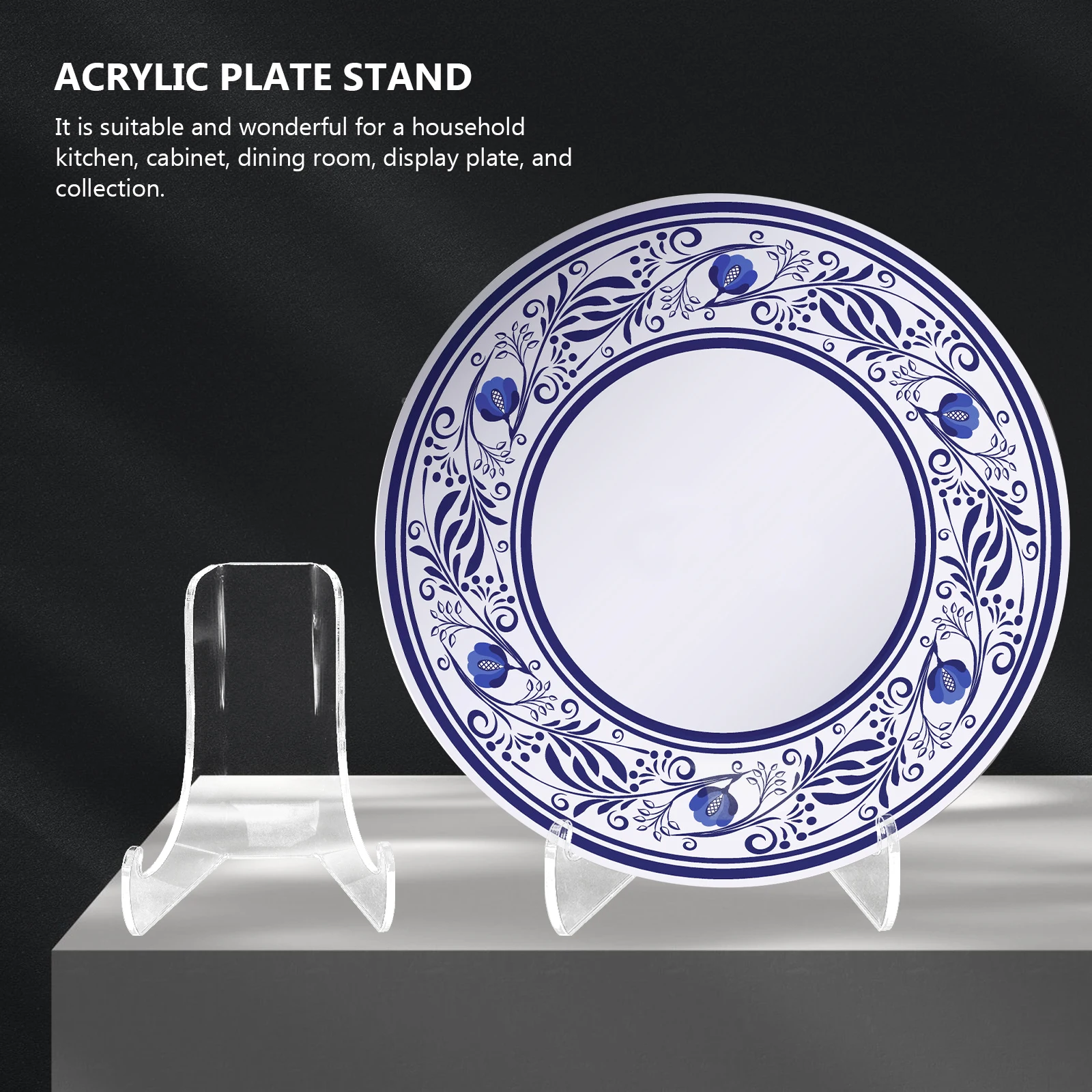 

2Pcs Clear Acrylic Display Stand Plate Holder Easy Photo Artwork Easel Rack for Home Kitchen Office Decoration