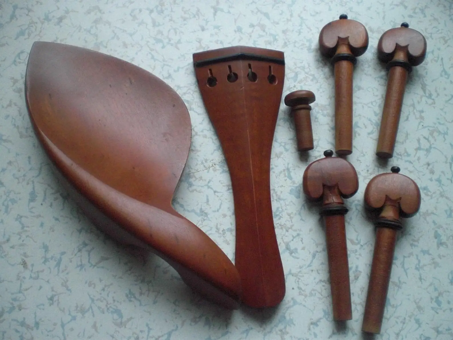 3 sets Jujube Wood Violin Parts 4/4 with Chin Rest Tail Piece Pegs & End pins