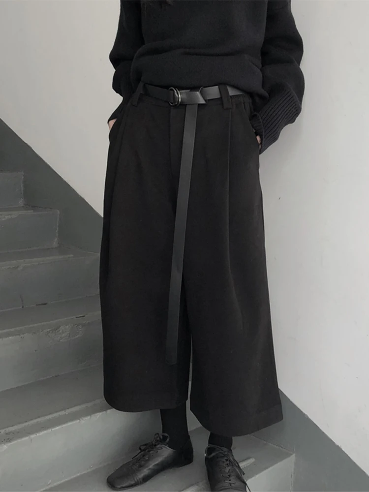 

Land And Mountain Island New Original Yoji Dark Design Men's And Women's Wool Wide Leg Nine Points Casual Pants