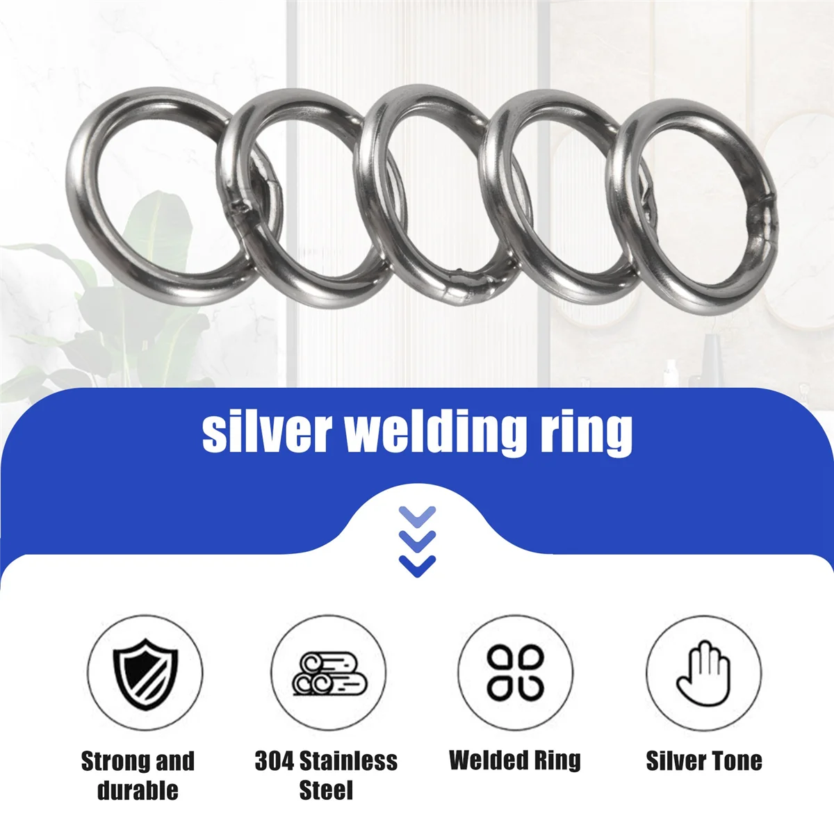 X11AA 20mm x 3mm Stainless Steel Webbing Strapping Welded O Rings 5 Pcs