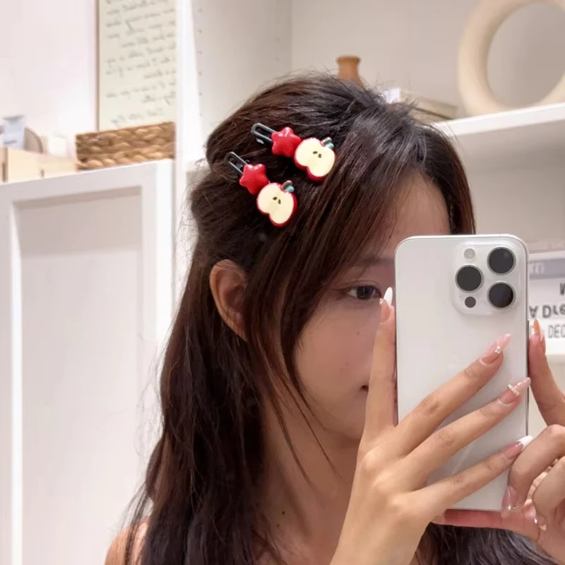 2/4 قطعة مشبك شعر الفتيات الكرتون أبل ستار منقار البط مشبك شعر لطيف الجبين رئيس الجانب الانفجارات دبوس الشعر الأطفال غطاء الرأس #2