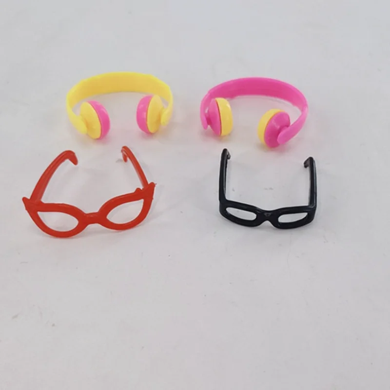 Four Piece Set of Headphones Glasses Doll Accessories 30CM Doll Casual Listening Music Set