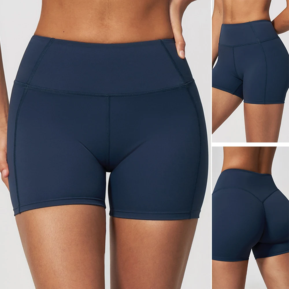 Women High Waist Yoga Short Biker Shorts Tummy Control Stretchy Breathable Squat Proof Workout Gym Push Up Running Fitness Short