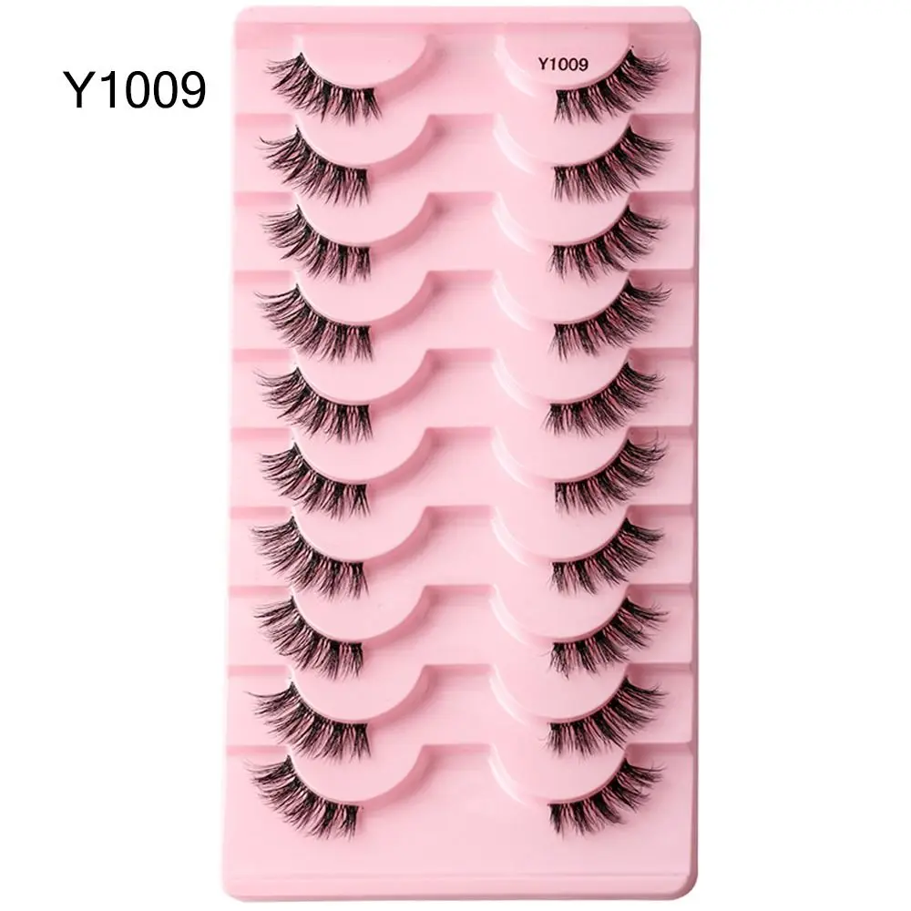 Mezze ciglia 3D Ciglia finte visone Ciglia angolari accento Occhio di gatto con fascia trasparente Ciglia finte Mezze ciglia