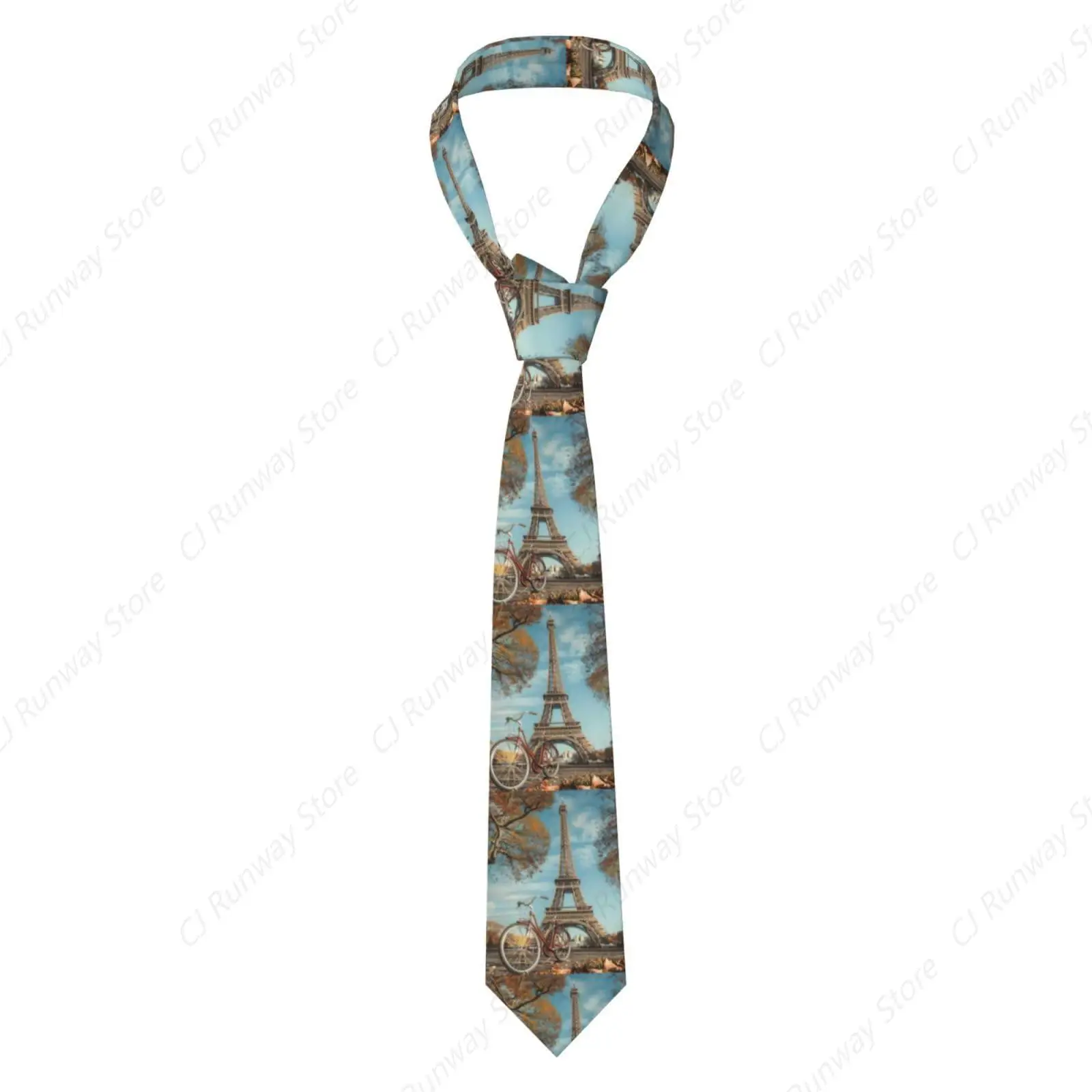 Eiffel Tower Bike Print Men'S Tie Great Weddings, Groom, Groomsmen, Missions, Dances, Gifts.