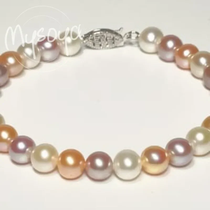

MYSOYA Color Freshwater Pearl Jewelry Three-piece Set of 6-7mm With Gift Box For Her/Him Birthday/Wedding/Christmas Gift