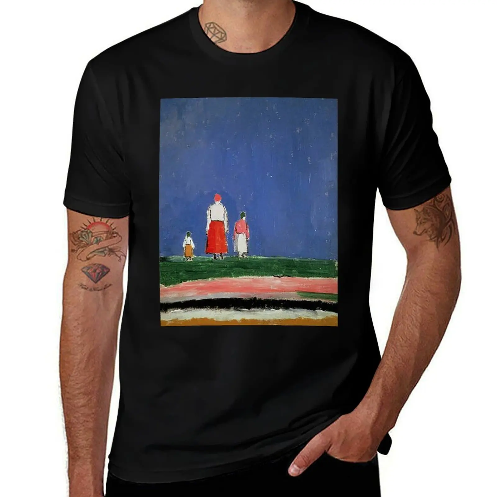 HD - Three figures by Kazimir Severinovich Malevich 1928 High Definition T-Shirt Casual Work Wear T-Shirt
