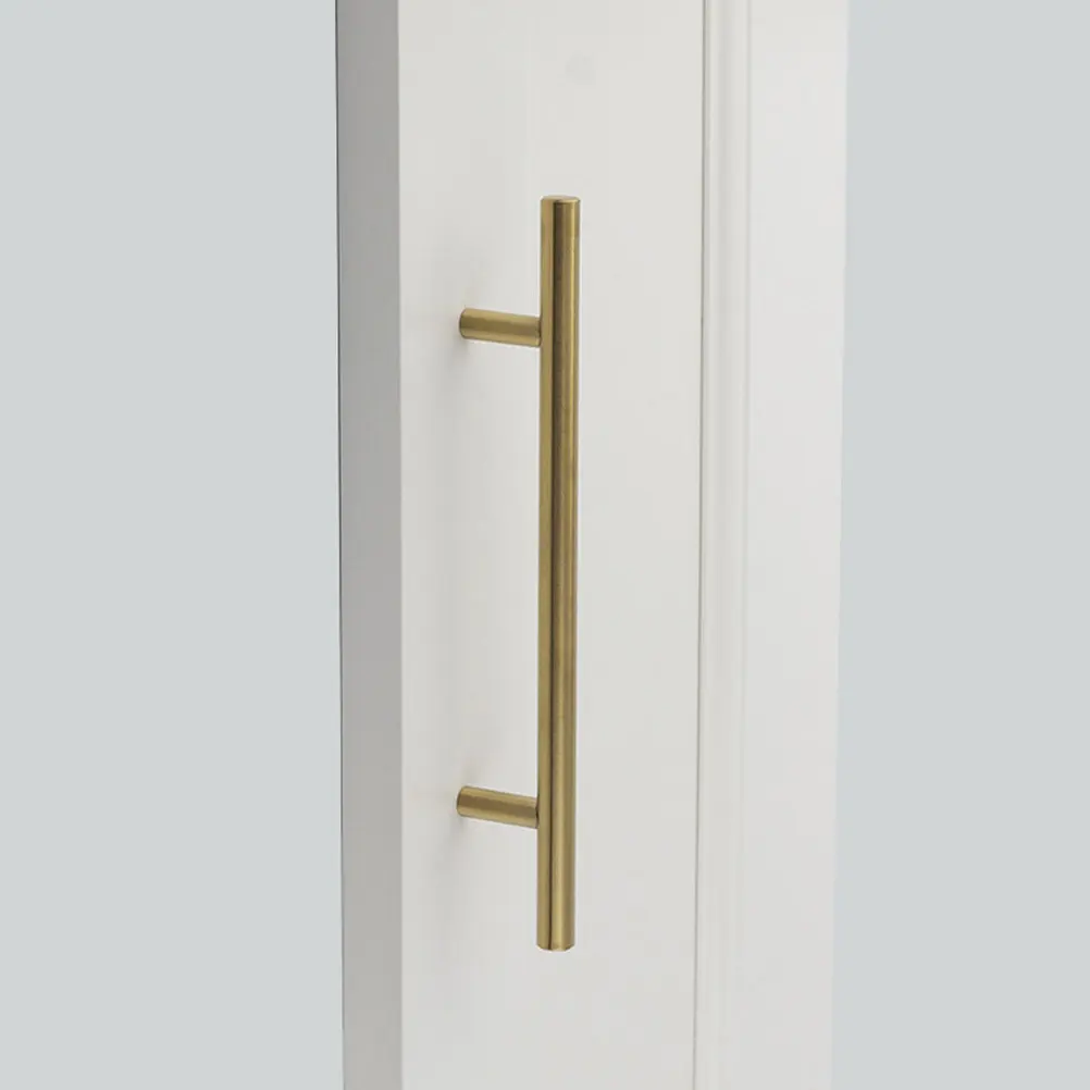 Stainless Steel and Copper Door Handle Pair Modern Cabinet Pulls for Wardrobe Drawers Interior Exterior Doors