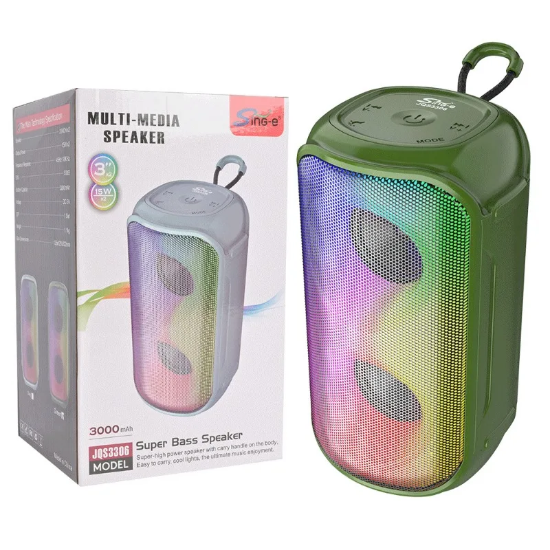 

Sing-e JQS3306 portable outdoor portable Bluetooth audio long battery life portable RGB speaker subwoofer speaker