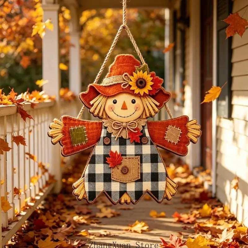 Fall Scarecrow Wooden Door Decoration Pumpkin Sign For Farmhouses Home 3XUFMöbel & Wohnen, Dekoration, Schilder & Tafeln! – Detail 10