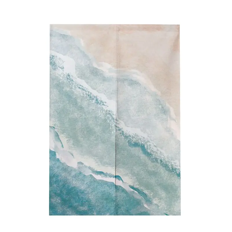 Nordic Leaf Fabric Door Curtain Fresh Plant Half Curtain Partition No Punching for Home Decor Door Curtain Home Decoration
