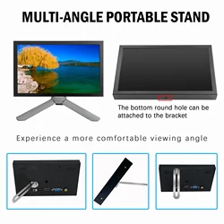 Mini monitor TFT de 7 pulgadas para ordenador portátil, pantalla LCD de píxeles altos de 1024x600 con entrada de vídeo HD/VGA/AV, adecuado para cámaras/monitores