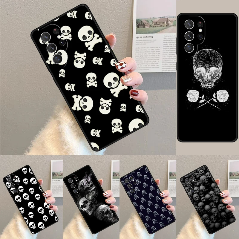 Cover For Samsung Galaxy S24 Ultra S21 S22 S8 S9 S10E Note 10 20 Plus FE S23 Skulls Bones Skeleton Phone case Coque