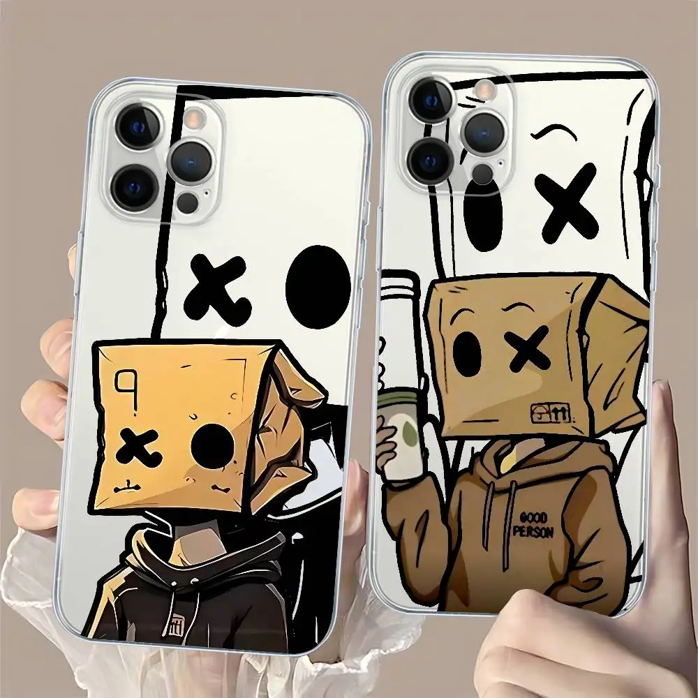 الكرتون ورقة رجل نمط شفاف حافظة هاتف من البولي يوريثان آيفون 17 11 12 13 14 15 16 برو ماكس 16 Plus
