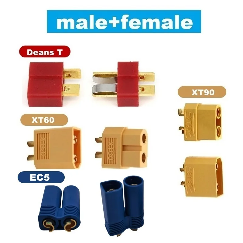 5 Pair/10Pcs Deans T Plug Male & Female EC5 XT60 XT30 XT90 Connectors Style For RC LiPo Battery Spare Parts