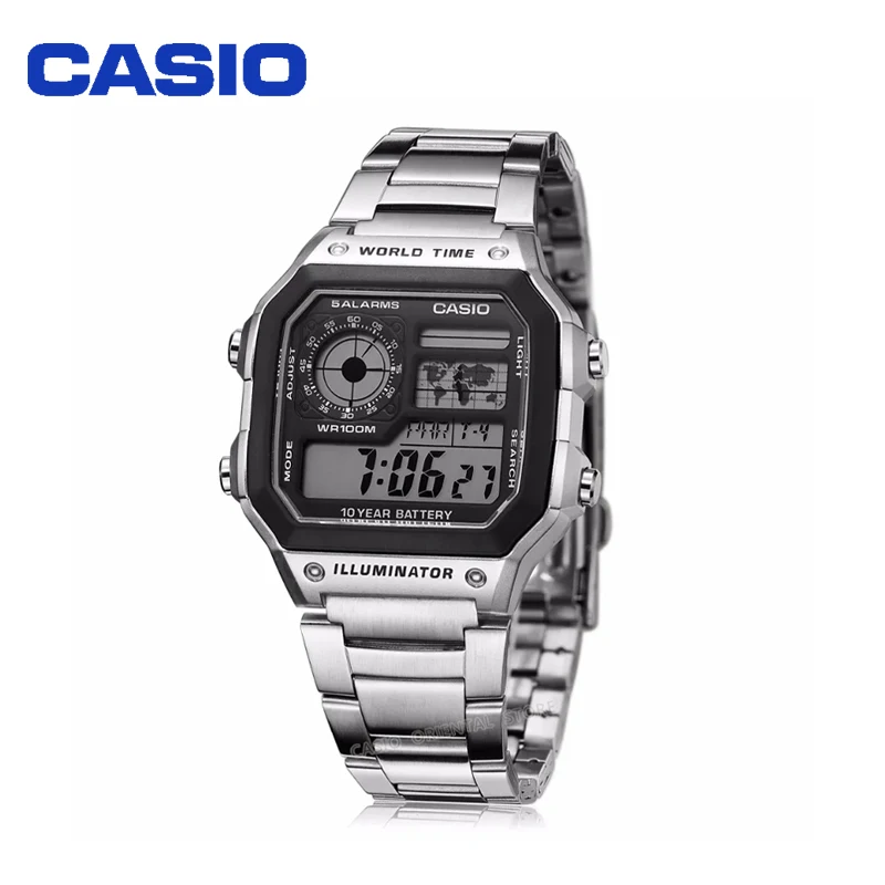 Casio AE-1300WH AE-1200WH Small Block Digital Display Electric Watch Male Waterproof Activism Watch Multifunctional Stopwatch