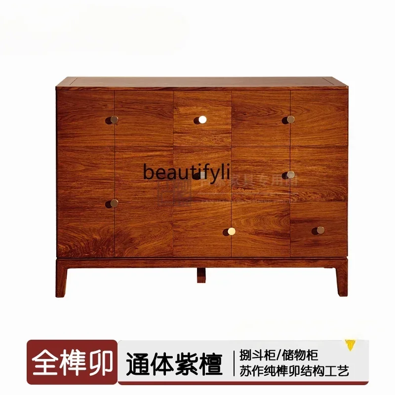 

zq1New Chinese red sandalwood door cabinet simple marble countertop dining side locker