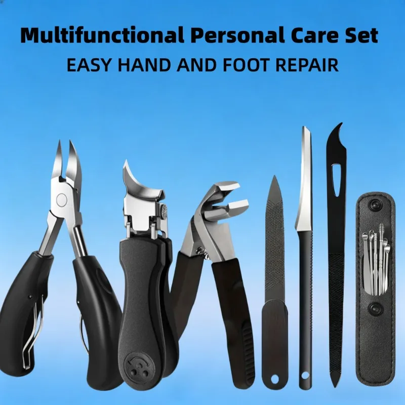1/6/7-teiliges Multifunktionales Maniküre-Pediküre-Set aus Edelstahl, Nagelknipser, Nagelhautzange, Fußpflege-Werkzeuge mit Ohrenreiniger-Set