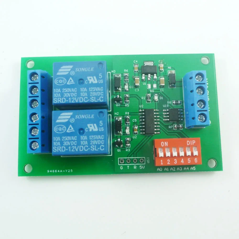 DC 12V 2 CH RS485 Relay Board UART Serial port Switch Module Modbus AT command Control For PLC Smart Home