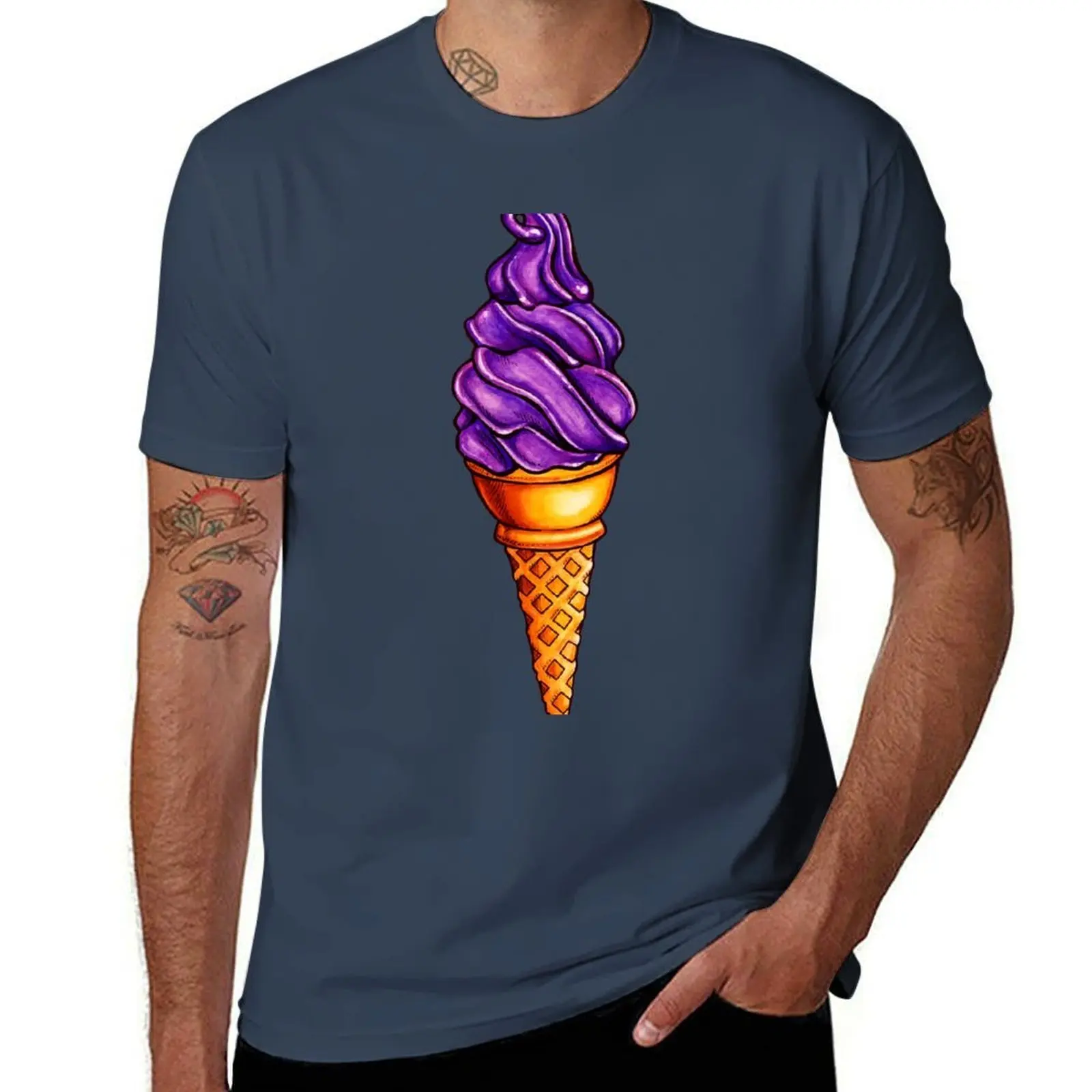 Purple Ice Cream Pattern T-Shirt Sport Basic Moisture Wicking Tee