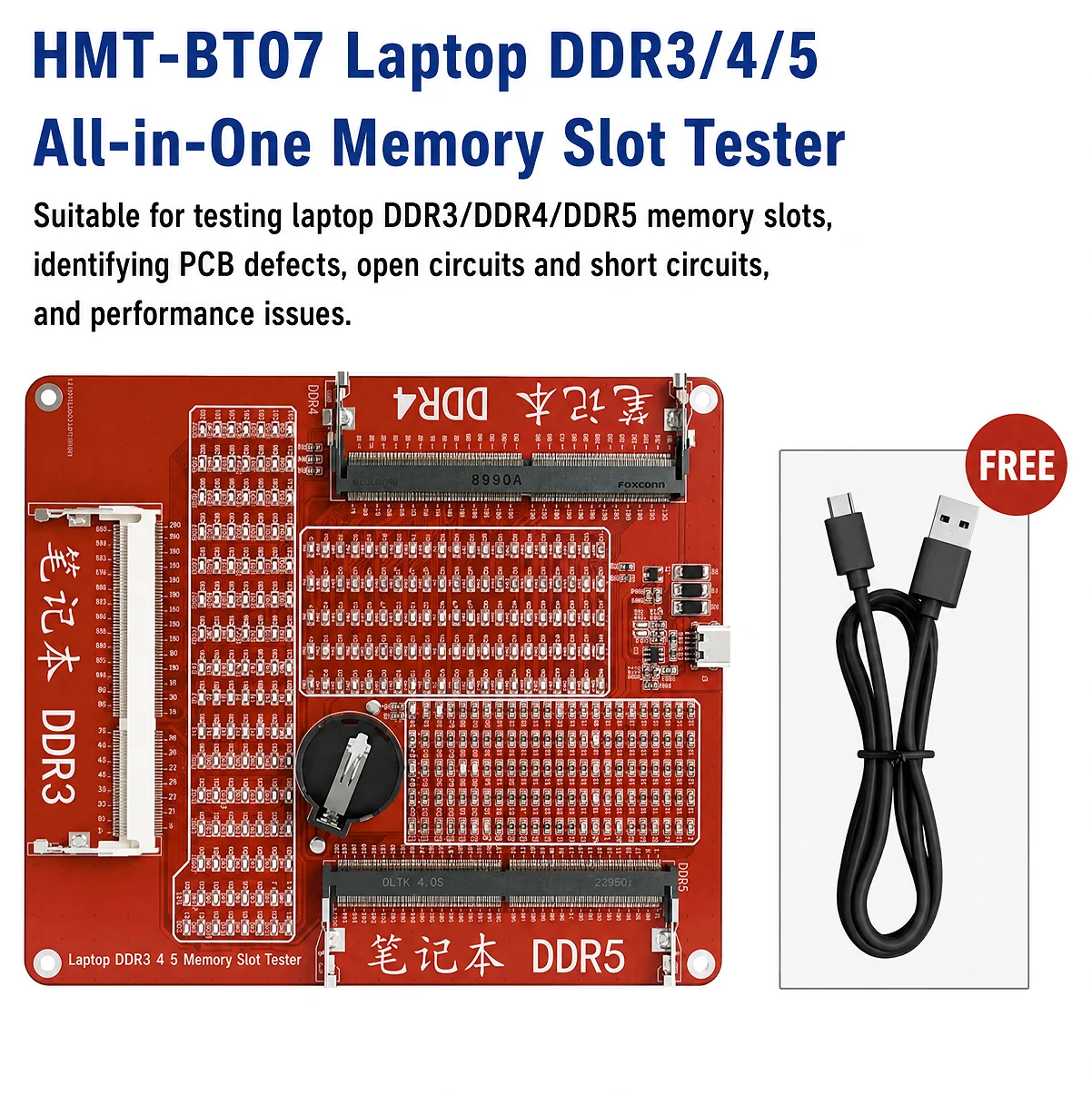 Notebook Memory Tester Support DDR3 DDR4 DDR5 Laptop RAM Module Fault Detector Test PCB Defects Impedance Damage Open Circuit Sh