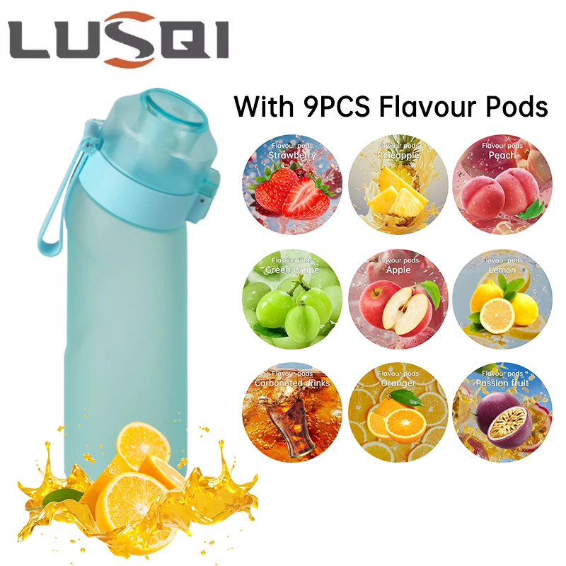 LUSQI 650ML Air Flavored Water Bottle With 9 Flavor Pods Fashion Christmas Gifts For Camping Sports Activities