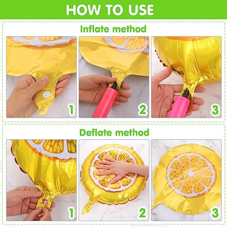 18 Pics Fruit Balloons Tropical Fruit Party Decorations with Ribbon and Straw Aluminum Foil Balloons for Wedding Birthday Baby