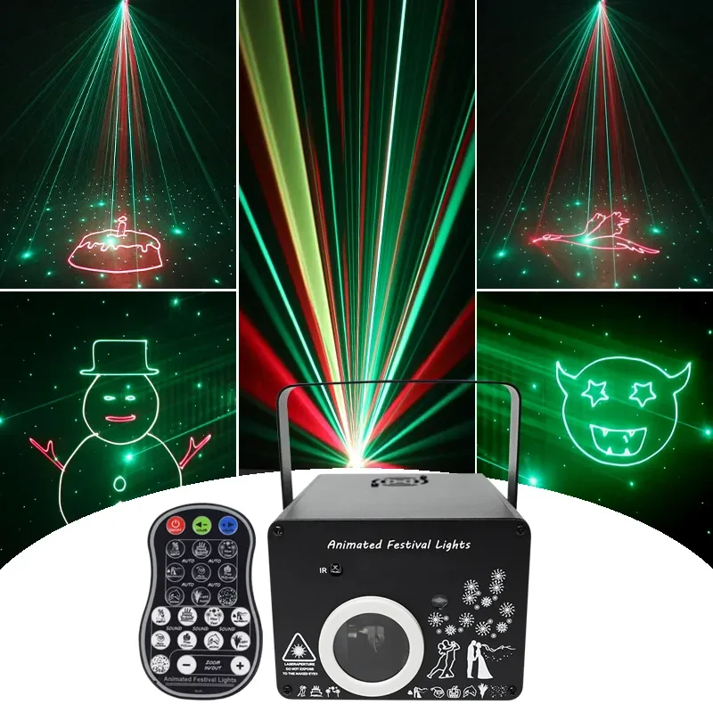 

YSH 3D Laser Projector Animation DMX512 White Dance Floor Stage Lighting for Night Club Holidays Holiday DJ Strobe Lights
