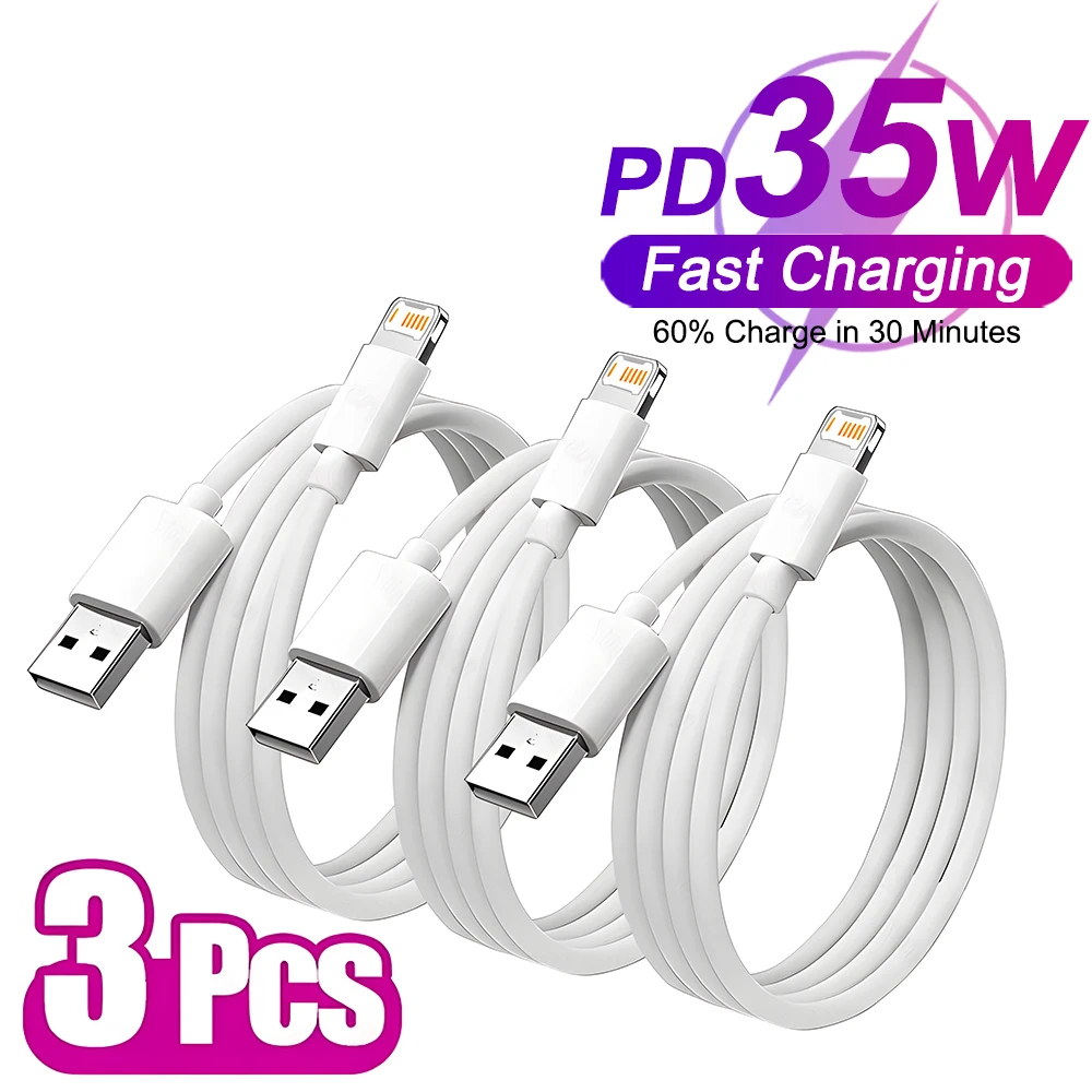 PD 35W USB Cable for Apple iPhone 16 15 14 13 12 11 Pro Max 8 Plus XR XS Fast Charging USB C Charger Cable Date Wire Accessories