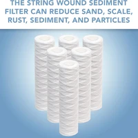 6pcs Universal String Wound Sediment Water Filter Cartridges for Most 10-Inch RO Unit 5 Micron – 10" x 2.5" 2