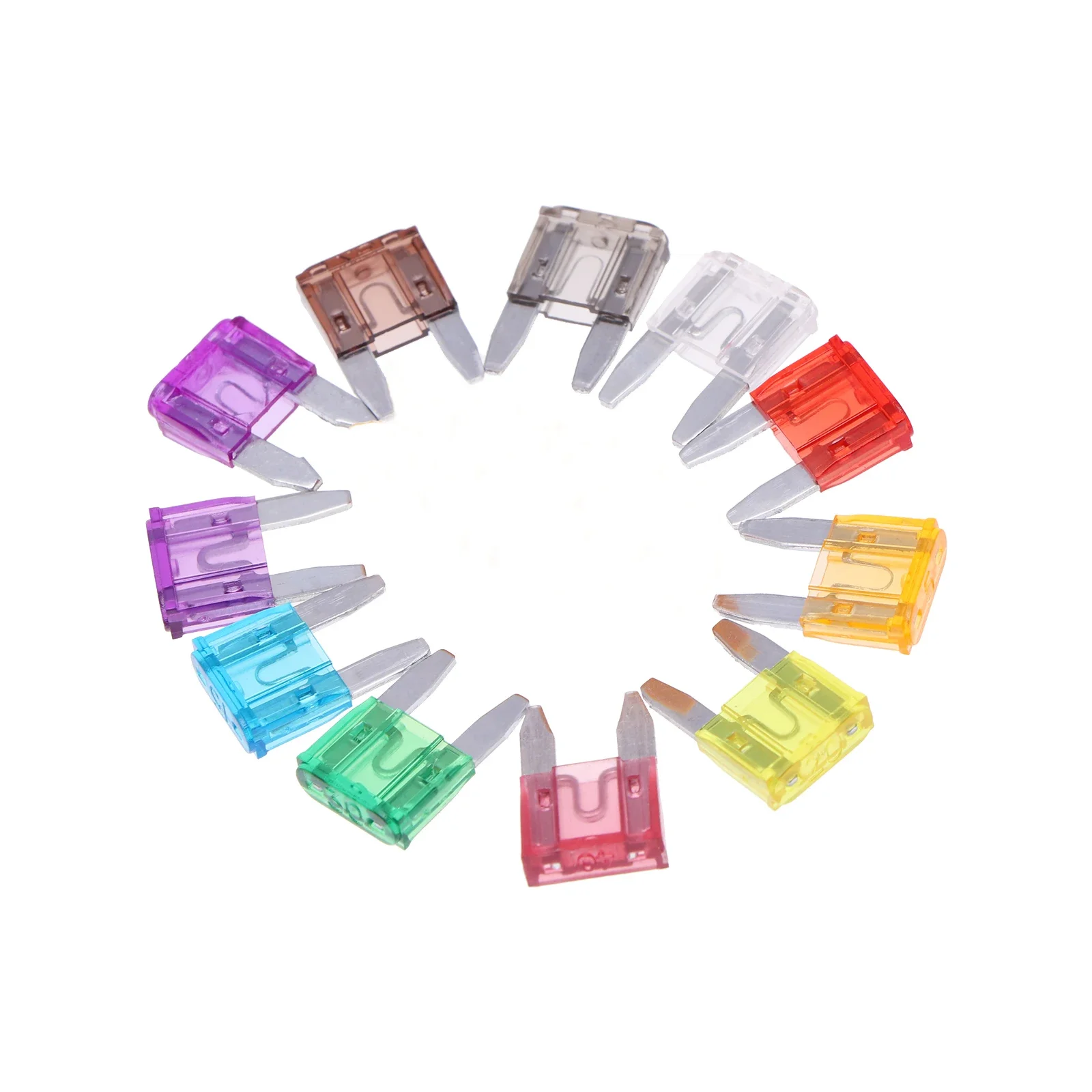 10pcs Small Mini Car Blade Fuses Assortment Set Zinc Auto Fuse Electric Fuse with clip 2A 3A 5A 7.5A 10A 15A 20A 25A 30A 35A 40A