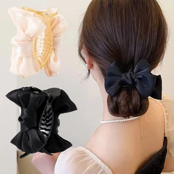 Korea Bowknot Hair Claw Satin Bow Hair Clips Barrettes Sweet Ponytail Vintage Crab Hairpins Styling Tools Women Hair Accessories