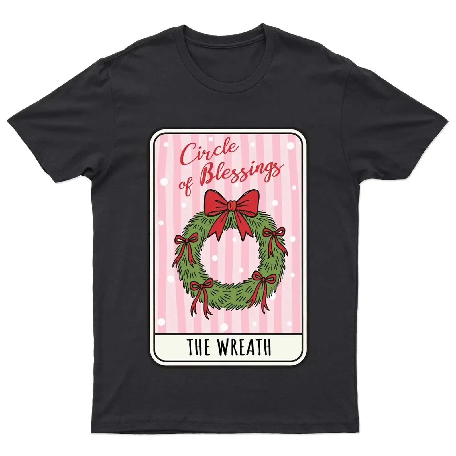 Circle of Blessings Wreath Christmas Holidays Men's T Shirt Women's vintage Washed designer clothes Comfortable Casual